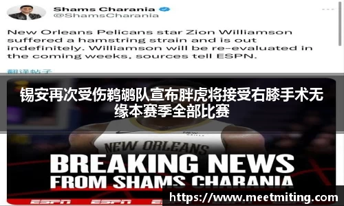 锡安再次受伤鹈鹕队宣布胖虎将接受右膝手术无缘本赛季全部比赛
